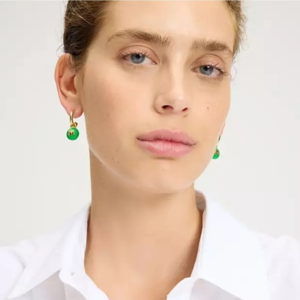 💚▪️Kate Spade▪️ Gold and Green M&M's Charm Huggie Earrings